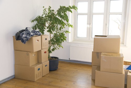 Furniture and boxes prepared for a London move