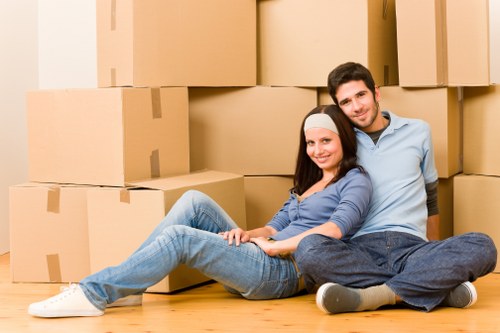 Packing boxes and furniture for a flat move in London