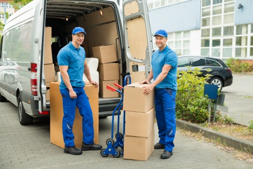 Office relocation with desks and equipment in a London building
